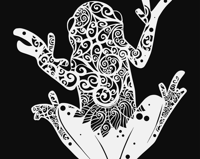 frog mandala svg cut file, glowforge file, amphibian vinyl template, frog laser cut file, reptile svg, cuttable animal svg, clipart png