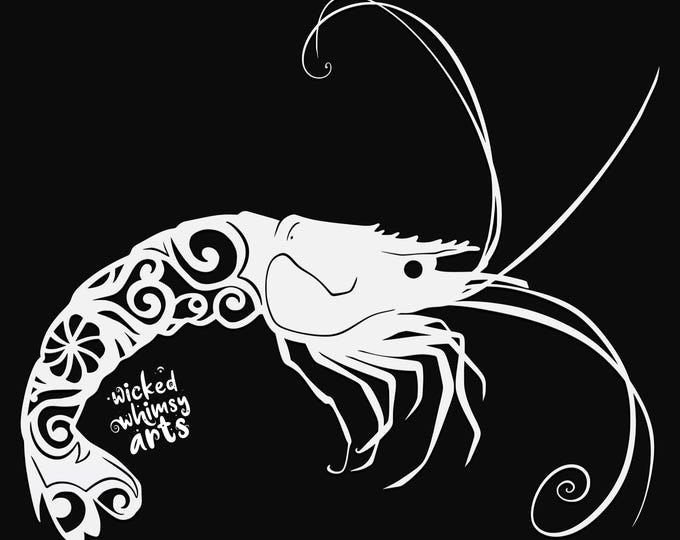 shrimp mandala svg cut file, glowforge file, vinyl template, laser cut file, animals svg, cuttable animal svg, clipart png