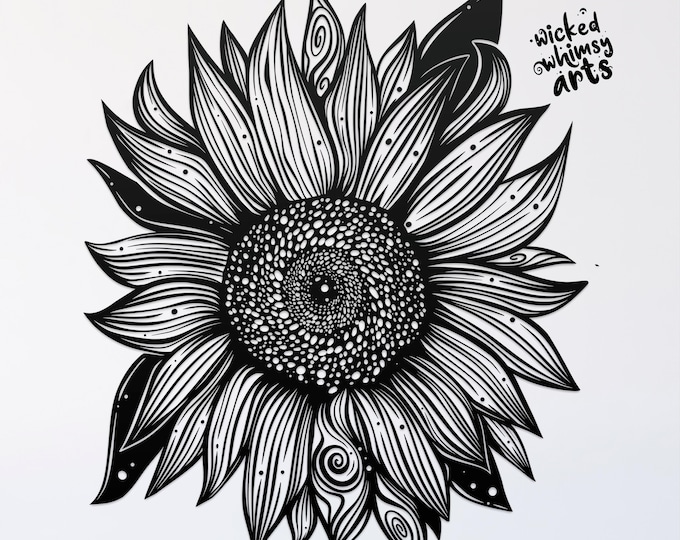 sunflower svg cut file, glowforge file, flower vinyl template, laser cut file, plant svg, cuttable botany svg, clipart png