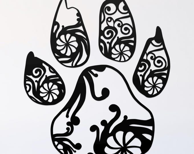 dog paw mandala svg file, glowforge file, vinyl template, laser cut file, animal svg, cuttable animal svg, clipart png