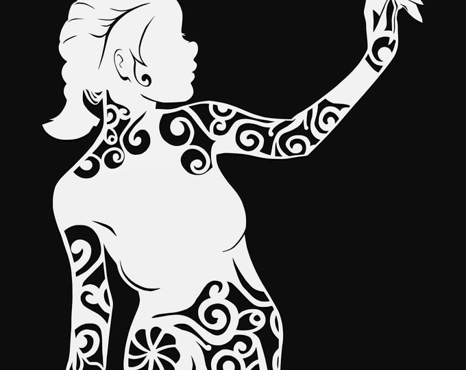 graceful pose mandala svg cut file, glowforge file, vinyl template, laser cut file, lifestyle svg, cuttable laser svg, clipart png