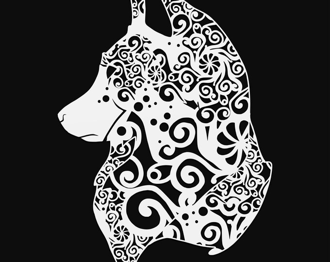 wolf mandala svg cut file, glowforge file, vinyl template, laser cut file, animal svg, cuttable animal svg, clipart png
