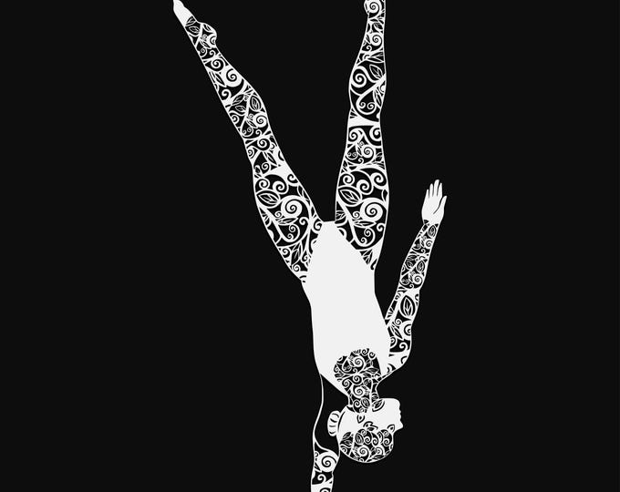 handstand pose mandala svg cut file, glowforge file, vinyl template, laser cut file, lifestyle svg, cuttable laser svg, clipart png