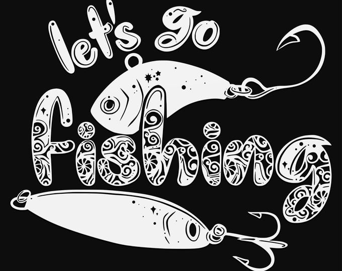 let's go fishing mandala svg cut file, glowforge file, vinyl template, laser cut file, animals svg, cuttable animal svg, clipart png