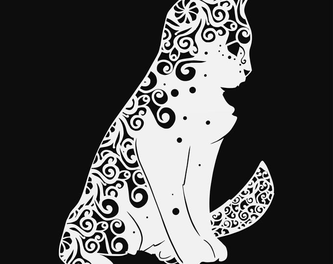kitten mandala svg cut file, glowforge file, vinyl template, laser cut file, animals svg, cuttable animal svg, clipart png