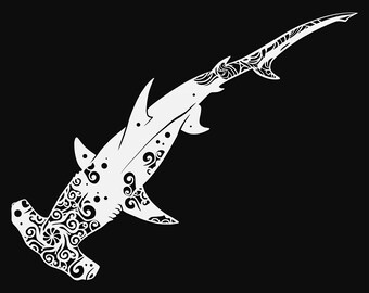 hammerhead shark mandala svg cut file, glowforge file, vinyl template, laser cut file, animals svg, cuttable animal svg, clipart png