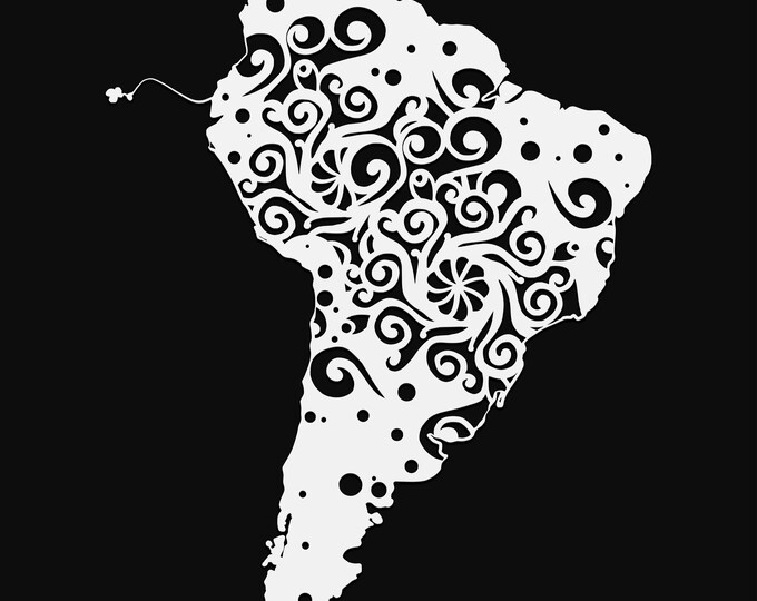 south america mandala svg cut file, geography cut file, glowforge svg, vinyl template, laser cut file, cuttable map svg, clipart png
