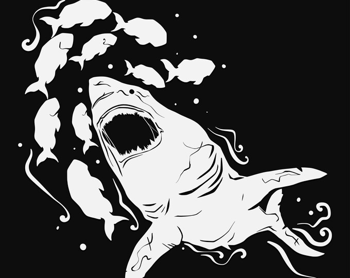 great white shark svg cut file, glowforge file, vinyl template, laser cut file, animals svg, cuttable animal svg, clipart png