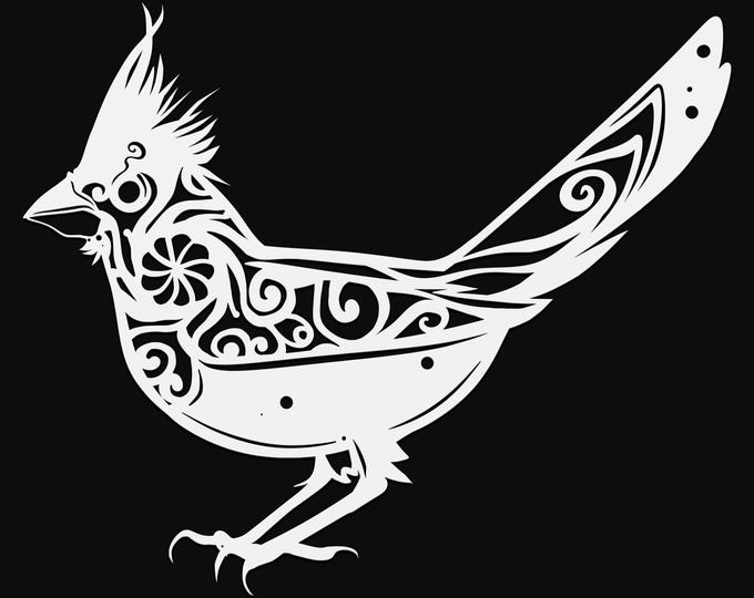 northern cardinal mandala svg cut file, glowforge file, vinyl template, laser cut file, bird svg, cuttable animal svg, clipart png