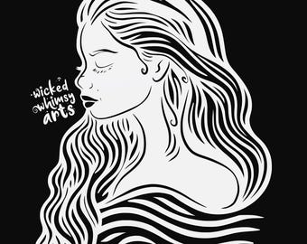 mermaid svg cut file, glowforge file, fantasy vinyl template, laser cut file, mermaid svg, cuttable mermaid svg, clipart png