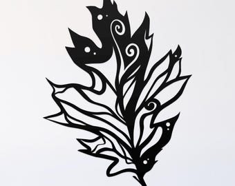 black oak leaf svg cut file, glowforge file, leaf vinyl template, laser cut file, plant svg, cuttable botany svg, clipart png