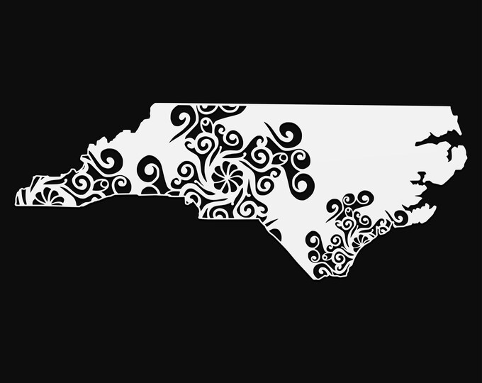 north carolina mandala svg, geography cut file, glowforge svg, US vinyl template, laser cut file, cuttable map svg, NC clipart png