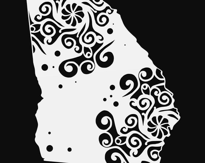 georgia mandala svg file, geography cut file, glowforge svg, united states vinyl template, laser cut file, cuttable map svg, GA clipart png