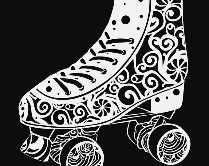 roller skates mandala svg cut file, glowforge file, vinyl template, laser cut file, skates svg, cuttable skating svg, clipart png