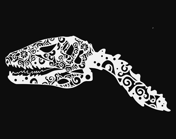 raptor skull mandala svg cut file, glowforge file, vinyl template, laser cut file, dinosaur svg, cuttable animal svg, clipart png