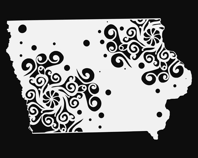iowa mandala svg file, geography cut file, glowforge svg, united states vinyl template, laser cut file, cuttable map svg, IA clipart png
