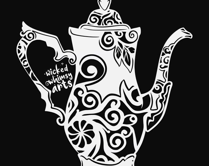 vintage coffee pot mandala svg cut file, glowforge file, vinyl template, laser cut file, lifestyle svg, cuttable laser svg, clipart png