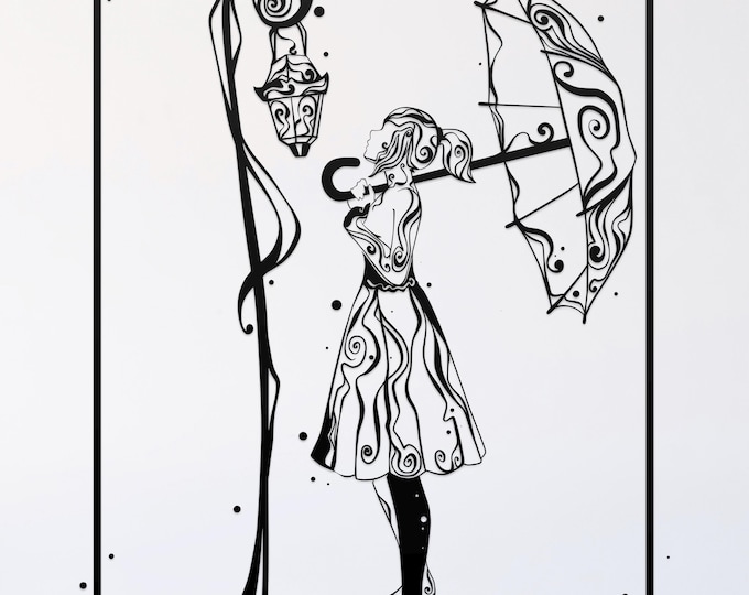 inky umbrella woman svg, glowforge file, vinyl template, laser cut file, lifestyle svg, cuttable umbrella laser svg, clipart png
