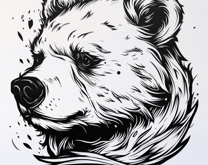 bear svg cut file, glowforge file, vinyl template, laser cut file, zoo animal svg, cuttable animal svg, clipart png