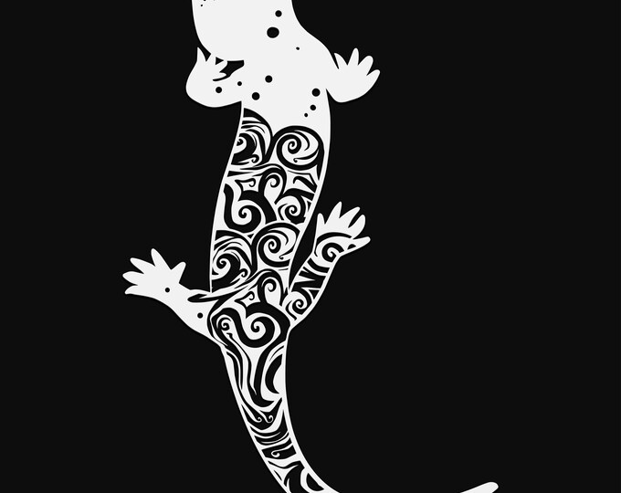 salamander mandala svg cut file, amphibian glowforge file, vinyl template, laser cut file, reptile svg, cuttable animal svg, clipart png