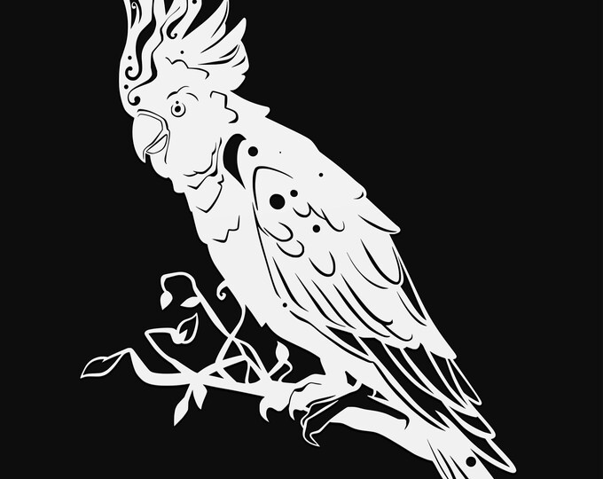 cockatoo svg cut file, glowforge file, vinyl template, laser cut file, bird svg, cuttable animal svg, clipart png
