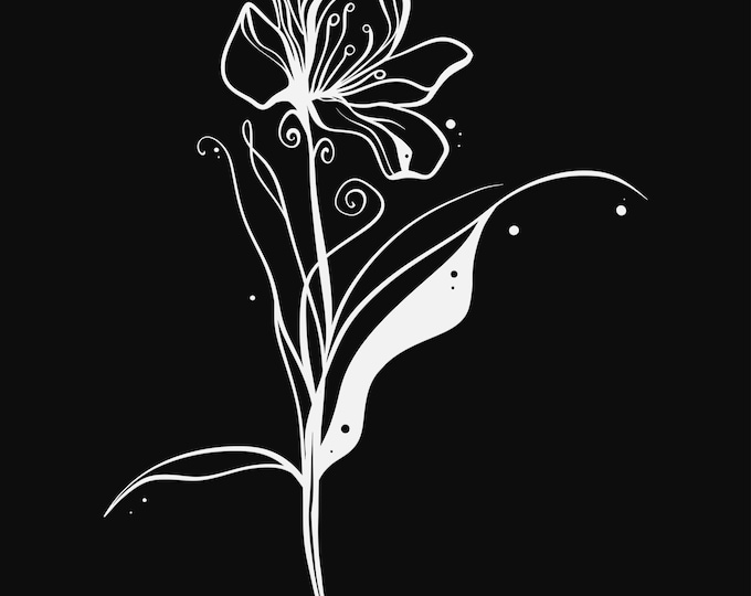 inky flower svg cut file, glowforge file, vinyl template, laser cut file, plant svg, cuttable botany svg, clipart png