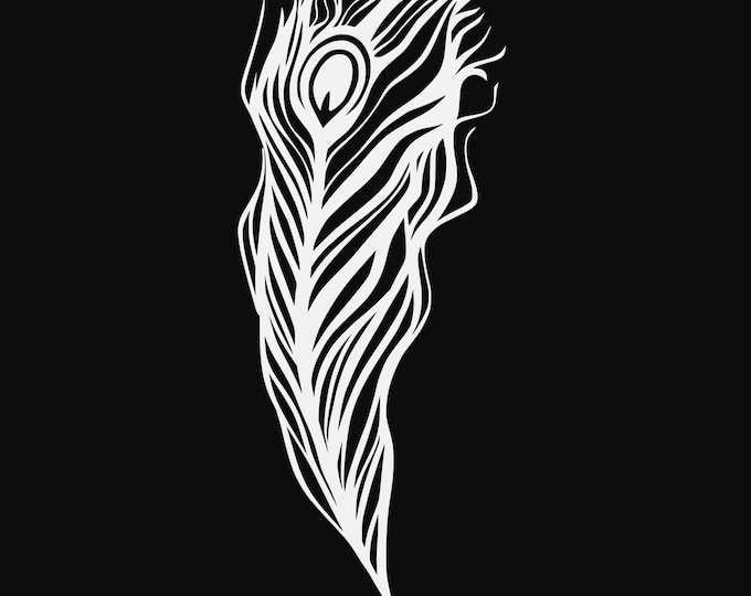 peacock feather svg cut file, glowforge file, vinyl template, laser cut file, bird svg, cuttable animal svg, clipart png