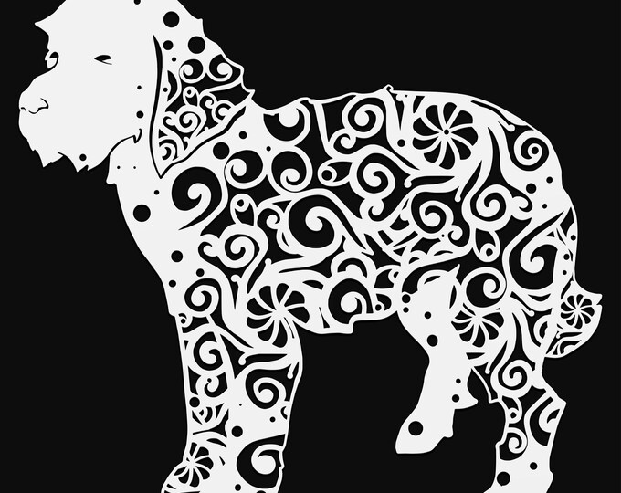 cavachon dog mandala svg file, glowforge file, vinyl template, laser cut file, animal svg, cuttable animal svg, clipart png