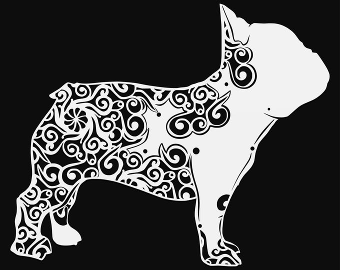 french bulldog mandala svg file, glowforge file, vinyl template, laser cut file, animal svg, cuttable animal svg, clipart png