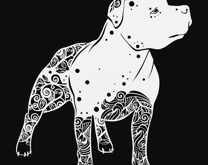 staffordshire bull terrier mandala svg file, glowforge file, vinyl template, laser cut file, animal svg, cuttable animal svg, clipart png