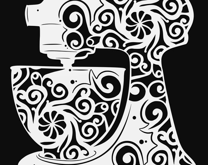 kitchen mixer mandala svg cut file, glowforge file, vinyl template, laser cut file, lifestyle svg, cuttable laser svg, clipart png