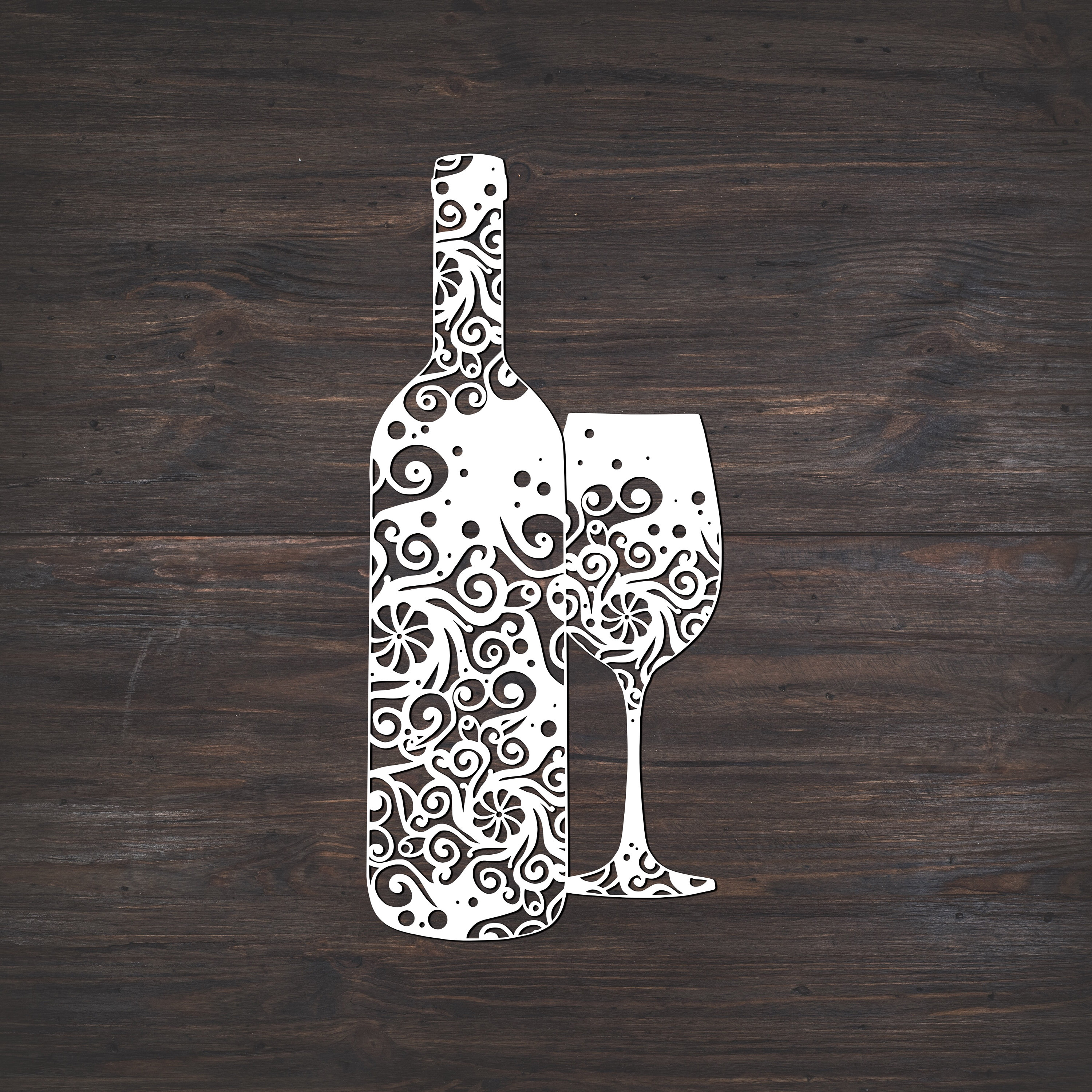 Download Wine Bottle And Glass Svg, Valentine Svg, Mandala Svg