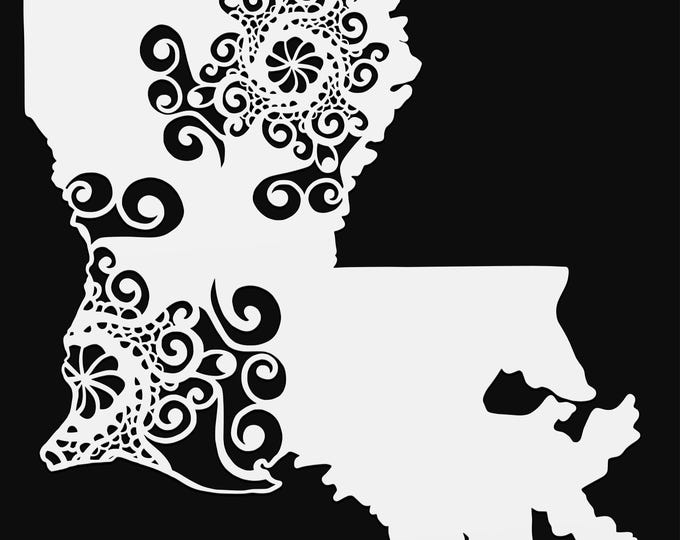 louisiana mandala svg, geography cut file, glowforge svg, united states vinyl template, laser cut file, cuttable map svg, LA clipart png