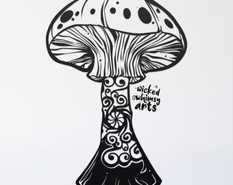 mushroom mandala svg cut file, glowforge file, mushroom vinyl template, laser cut file, plant svg, cuttable botany svg, clipart png