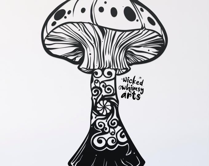 mushroom mandala svg cut file, glowforge file, mushroom vinyl template, laser cut file, plant svg, cuttable botany svg, clipart png
