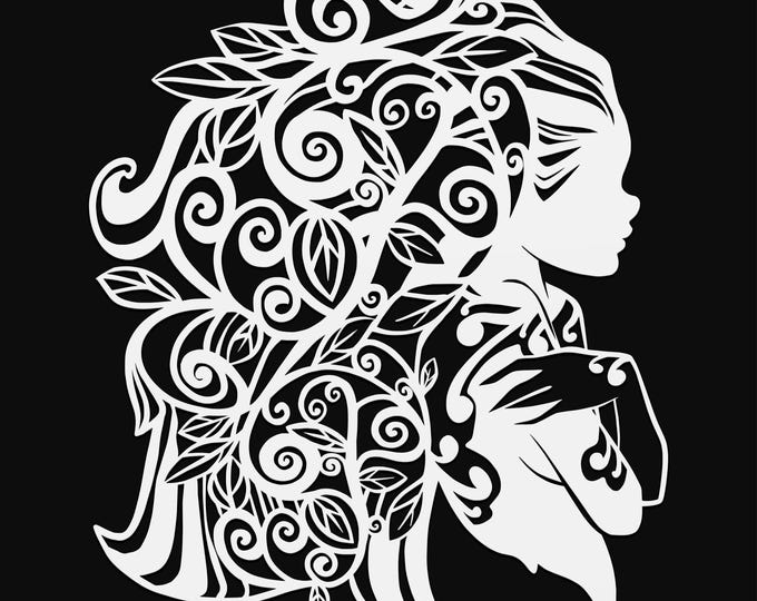 nymph mandala svg cut file, glowforge file, vinyl template, fantasy laser cut file, dragon svg, cuttable magical svg, clipart png