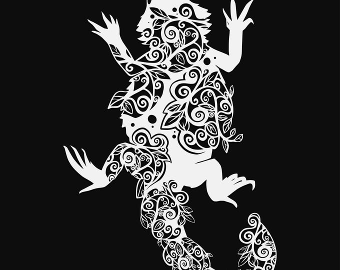 bearded dragon mandala svg cut file, lizard glowforge file, vinyl template, laser cut file, reptile svg, cuttable animal svg, clipart png