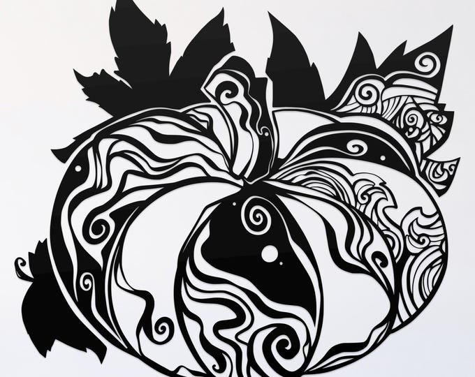 pumpkin with leaves mandala svg cut file, glowforge file, fall vinyl template, laser cut file, plant svg, cuttable botany svg, clipart png
