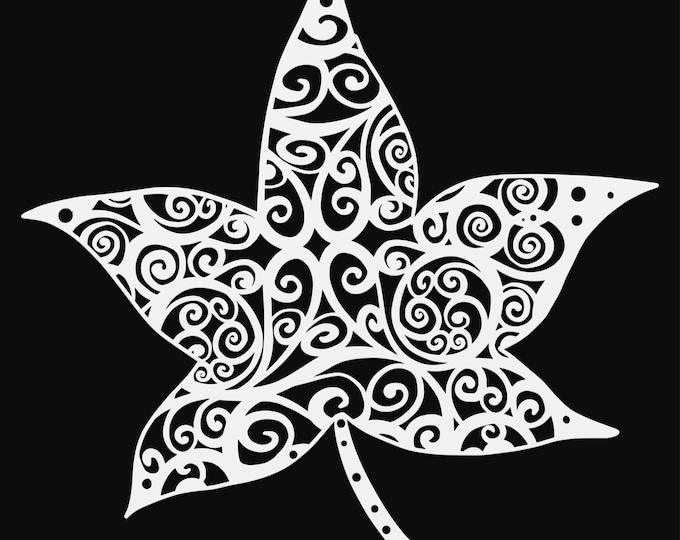 sweet gum leaf mandala svg cut file, glowforge file, leaf vinyl template, laser cut file, plant svg, cuttable botany svg, clipart png