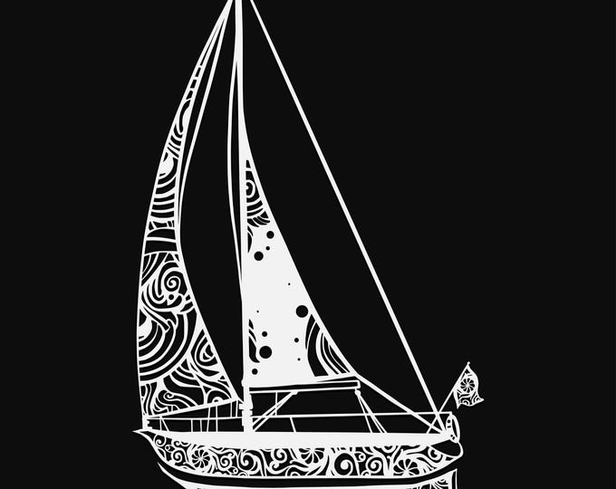 sailboat mandala svg cut file, glowforge file, vinyl template, laser cut file, nautical svg, cuttable boat svg, clipart png
