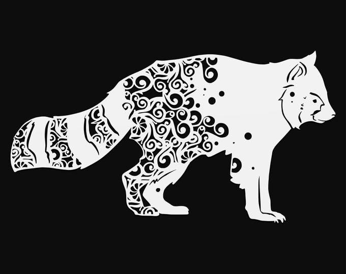 racoon mandala svg cut file, glowforge file, vinyl template, laser cut file, animal svg, cuttable animal svg, clipart png