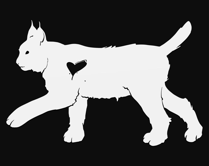bobcat with heart svg, svg cut file, glowforge file, vinyl template, laser cut file, animals svg, cuttable animal svg, clipart png