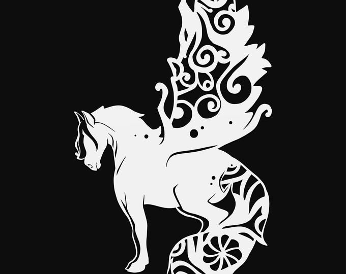 pegusus mandala svg cut file, glowforge file, vinyl template, fantasy laser cut file, dragon svg, cuttable magical svg, clipart png