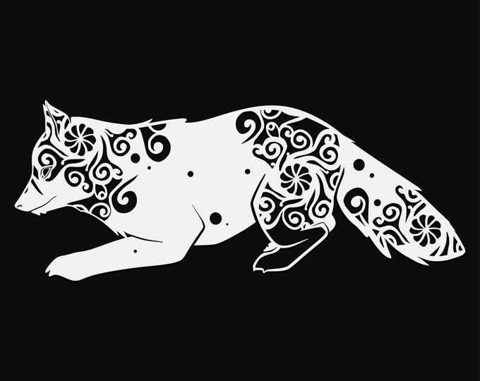 arctic fox mandala svg cut file, glowforge file, vinyl template, laser cut file, animal svg, cuttable animal svg, clipart png