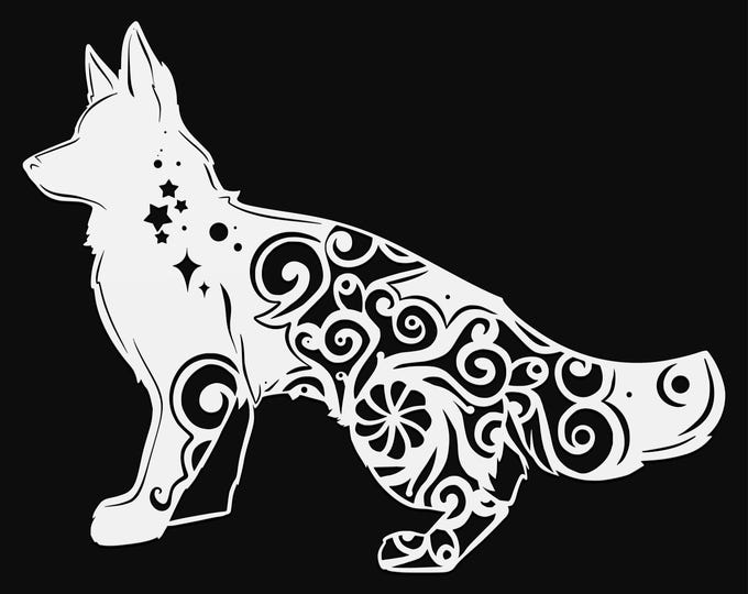 german shepherd mandala svg cut file, glowforge file, vinyl template, laser cut file, animals svg, cuttable animal svg, clipart png