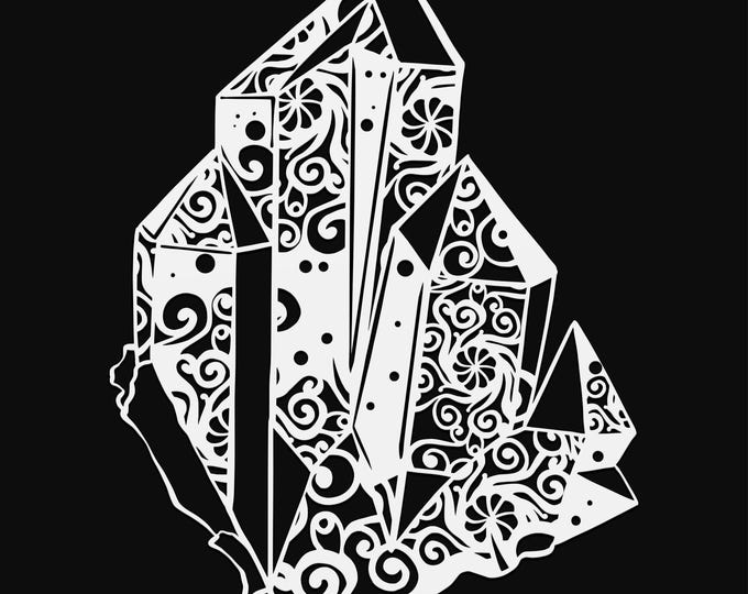 crystal mandala svg cut file, glowforge file, vinyl template, laser cut file, lifestyle svg, cuttable laser svg, clipart png