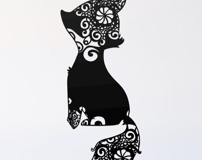 baby fox mandala svg cut file, glowforge file, vinyl template, laser cut file, zoo animal svg, cuttable animal svg, clipart png