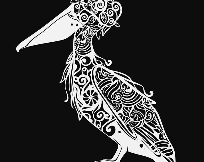 pelican mandala svg cut file, glowforge file, vinyl template, laser cut file, bird svg, cuttable animal svg, clipart png