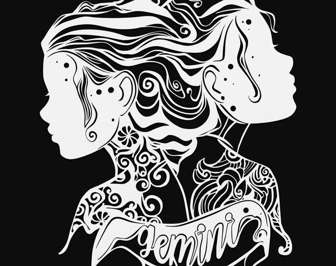 gemini zodiac mandala svg cut file, glowforge file, vinyl template, laser cut file, celestial svg, cuttable pagan svg, clipart png