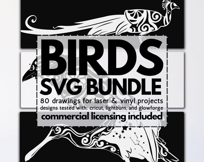 bird mandala laser bundle, glowforge bird files, vinyl animal templates, laser cut files, bird svgs, cuttable animal svgs, clipart bird pngs
